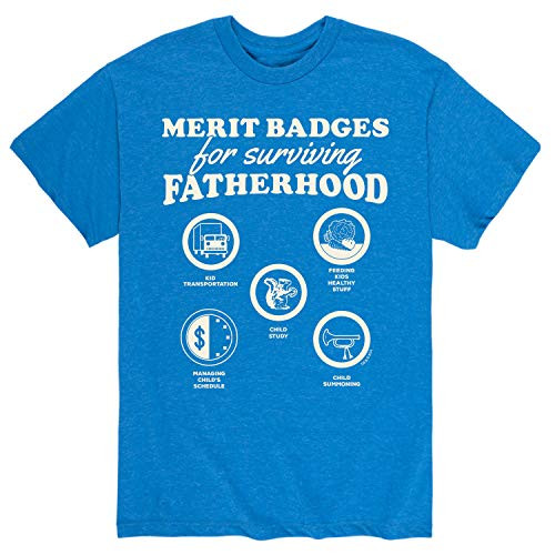 Boy Scouts of America Merit Badges for Fatherhood - Men's Short Sleeve Graphic T-Shirt Royal Blue