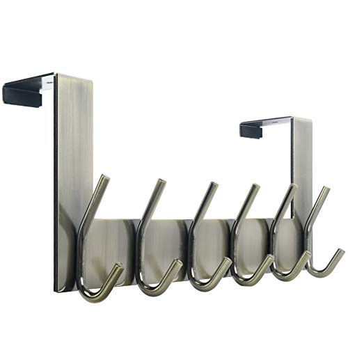 WEBI Over The Door Hook Door Hanger Over The Door Towel Rack Over The Door Coat Rack Door Coat Hanger 6 Door Hooks for Hanging Clothes Towels Hats Behind Back of Bathroom Bronze