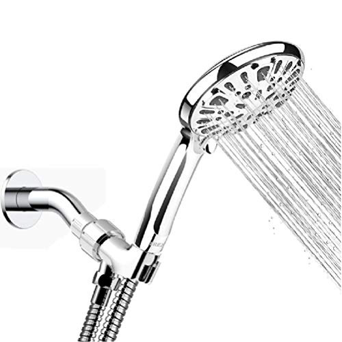 FREZZEL High Pressure Handheld Shower Head with Hose  and  Shower Cap  9 Spray Setting 4.75? Chrome Detachable Hand Held Showerhead - Hand Held Shower with 60? SS Hose G1 2? - Shower Heads High Pressure