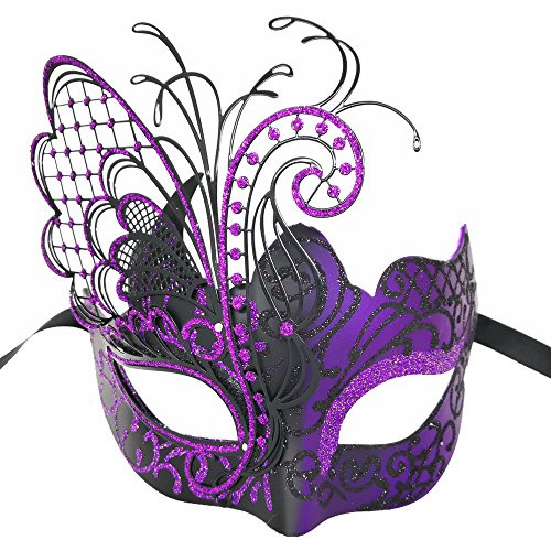 Masquerade Mask For Women Venetian Mask Halloween Party Ball Prom Mardi Gras Wedding Wall Decoration-Purple butterfly