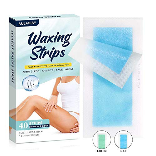 Wax Strips Hair Removal Kit for Body Arms Legs Underarm Hair Eyebrow Bikini and Brazilian Waxing Strips for Women Contains 40 Strips 6 PCS Finish Wipes Blue Wax Strips Hair Removal Kit for Body Arms Legs Underarm Hair Eyebrow Bikini and Brazilian Waxing Strips for Women Contains 40 Strips 6 PCS Finish Wipes Blue