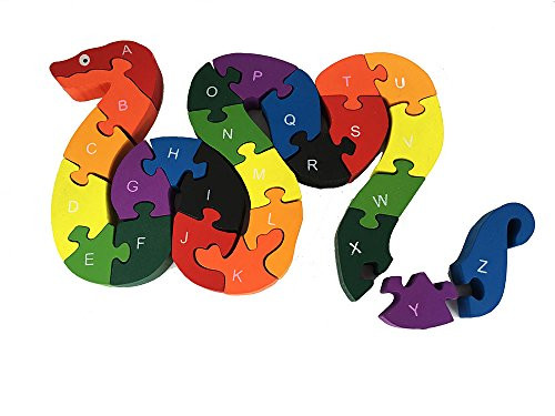 BayShow Wooden Alphabet Puzzle - Snake Letters Numbers Block Toys for Kids, Learn ABCs and 123s, Non-Toxic Paint BayShow Wooden Alphabet Puzzle - Snake Letters Numbers Block Toys for Kids, Learn ABCs and 123s, Non-Toxic Paint