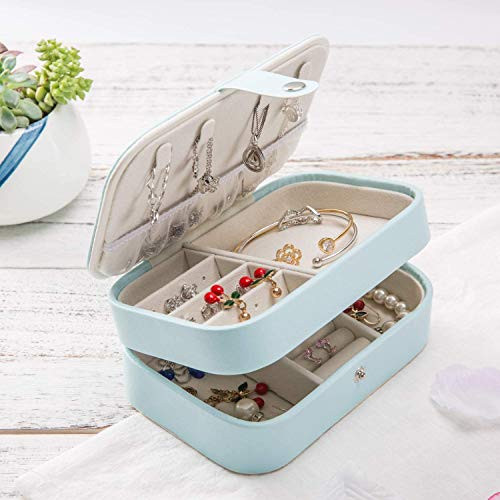 Yehapp Jewelry Case for Women Girls Small Jewelry Storage Box Portable Faux Leather Travel Organizer Case Blue with Mirror for Storage Rings  Earrings  Necklace  Bracelets Yehapp Jewelry Case for Women Girls Small Jewelry Storage Box Portable Faux Leather Travel Organizer Case Blue with Mirror for Storage Rings  Earrings  Necklace  Bracelets