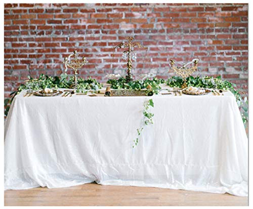 ShinyBeauty 60x102-Inch Sequin Tablecloth White Sequin Rectangular Table Cloth For Wedding Party