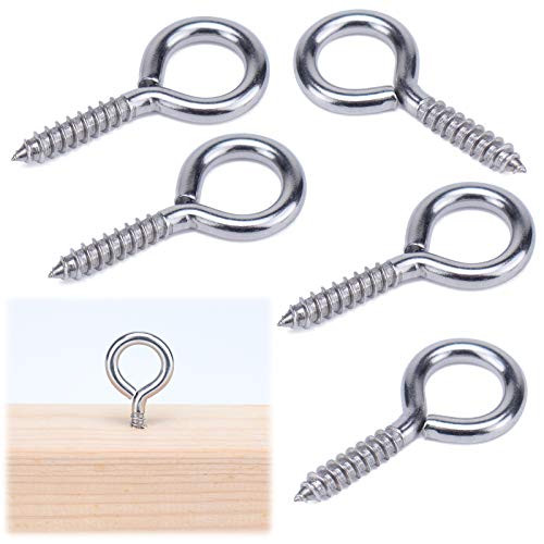 Muzata 316 Stainless Steel Eye Shape Screws  Heavy Duty Screw Eyes for Metal Hook  Wood Terminal Ring Eyelet Hooks  Hammock Stand  Self Tapping Screws  M6 Eye Bolt 20Pack  CN24 HN2