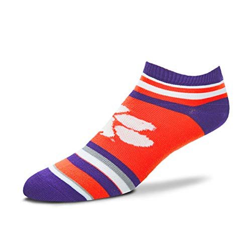 For Bare Feet Men's NCAA Lotta Stripe No Show Socks-Large-Clemson Tigers For Bare Feet Men's NCAA Lotta Stripe No Show Socks-Large-Clemson Tigers