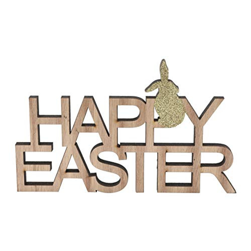 DNDECONATION Happy Easter Greeting Wooden Sign Tabletop Decoration Centerpiece for Spring Gift