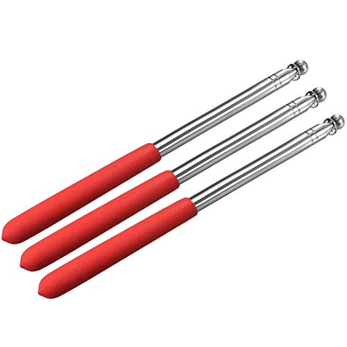 uxcell 3pcs 3.94ft 1.2M Telescopic Handheld Flagpoles Stainless Steel Telescopic Guide Flag Pole Teaching Pointer for Tour Guides and Teachers Red