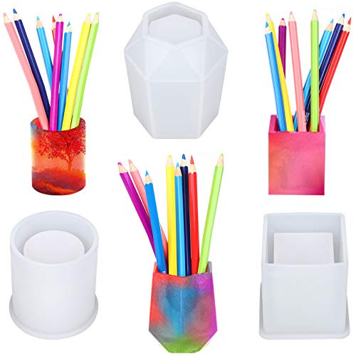 JETTINGBUY 3Pcs DIY Cup Resin Silicone Mold Silicone Bottle Resin Mold Craft Makeup Brush Holder Organizer Epoxy Mold Cosmetics Brushes Pen Storage Mold Silicone Mould Bottle Casting Mold