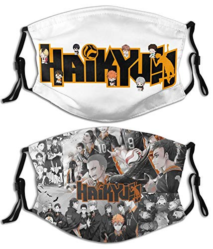 2pcs Haikyuu With Filter Face Cover Reusable Bandana Washable Scarf For Men Women Teens Adults