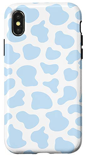 iPhone X XS Cute Simple Animal Print Pattern for Girls Baby Blue Cow Case