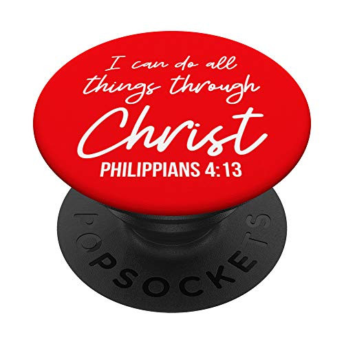 Red White Christian Bible Verse Sorority Philippians 4 13 PopSockets Grip and Stand for Phones and Tablets