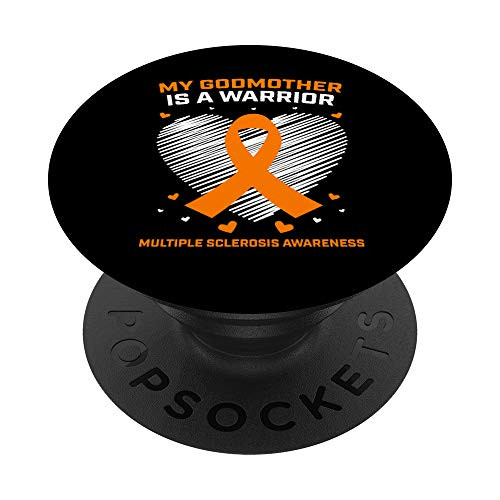 Orange MS Warrior Godmother Multiple Sclerosis Awareness PopSockets PopGrip  Swappable Grip for Phones  and  Tablets