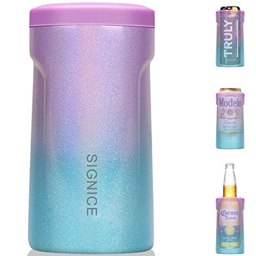 3-IN-1 Insulated Can Cooler -  2021 NEWEST  Signice Double Walled Vacuum Insulator Stainless Steel Slim Can Coozie for 12 Oz Skinny Tall Can Standard Can Beer Bottle