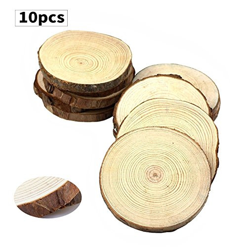 Fuhaieec 10pcs 3.5"-4" Unfinished Natural Wood Slices Circles with Tree Bark Log Discs for DIY Craft Rustic Wedding Ornaments Fuhaieec 10pcs 3.5"-4" Unfinished Natural Wood Slices Circles with Tree Bark Log Discs for DIY Craft Rustic Wedding Ornaments