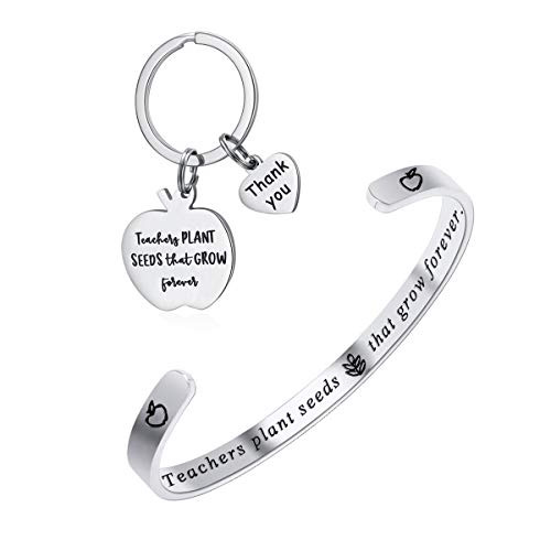 Ldurian 2PCS Teachers Gift  Bracelets and Keychains for Teachers  Thank You Jewelry  Appreciation Gift for Retirement  Graduation  Goodbye  End of Year  Teachers Day