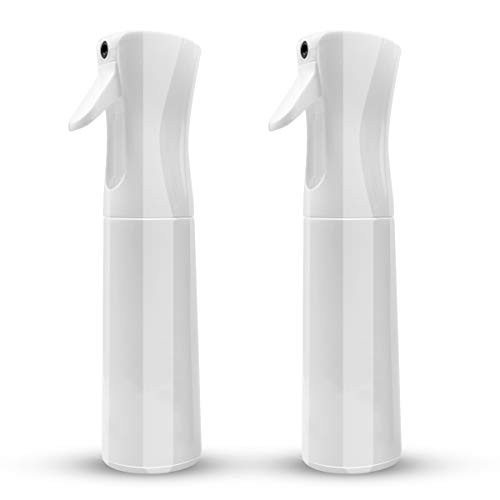 Hair Mist Spray Bottle Fine Plastic Mist Water Spray Bottle 10oz  300ml Empty Refillable Salon Spray Hair Mister for Hair Styling  Plant Watering  Cleaning  Garden and Barber  White  2 packs
