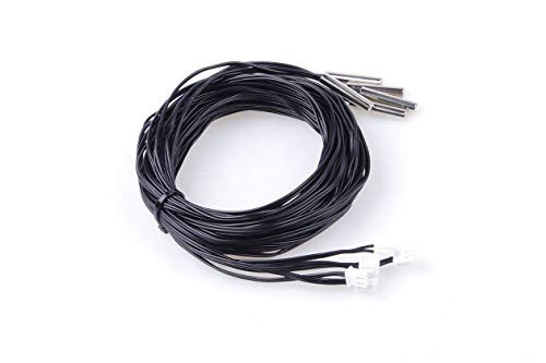 5pcs 2M Waterproof Temperature Sensor Probe, Stainless Steel 10k 3950 NTC Thermistor Probe, Digital Temperature Transimitter Extension Cable,CPU Temperature Sensor