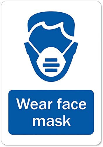 Face Mask Required Sign - Wear Face Mask Signs 10"x7" - Mask Signs for Business - Wear Mask Signs Blue - Mask Required Sign - No Mask No Service Sign - Plastic Face Mask Sign - Must Wear Mask Sign