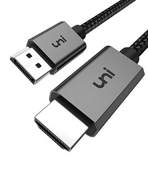 DisplayPort to HDMI  uni DisplayPort to HDMI Cable  4K UHD  Uni-Directional DP to HDMI Cord  Nylon Braided  Aluminum Shell  Compatible for HP  DELL  GPU  AMD  NVIDIA and More-10ft