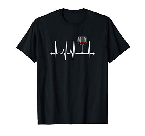 Wine Heartbeat Wine Drinker Lover Tasting Gift Wine Glass T-Shirt