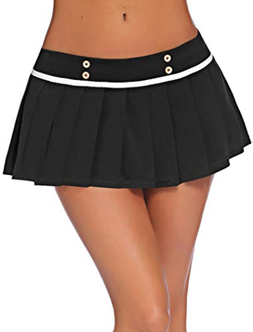 Avidlove Women Sexy Role Play Pleated Mini Skirt Ruffle Lingerie for Schoolgirl Black Avidlove Women Sexy Role Play Pleated Mini Skirt Ruffle Lingerie for Schoolgirl Black