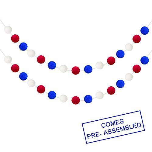 Red White Blue Felt Ball Garlands  4th of July Decorations  Patriotic Decoration  Fourth of July Pom Pom Garlands  4th of July Patriotic Party Indoor Outdoor Hanging Decor- 30 Balls 35mm Red White Blue Felt Ball Garlands  4th of July Decorations  Patriotic Decoration  Fourth of July Pom Pom Garlands  4th of July Patriotic Party Indoor Outdoor Hanging Decor- 30 Balls 35mm