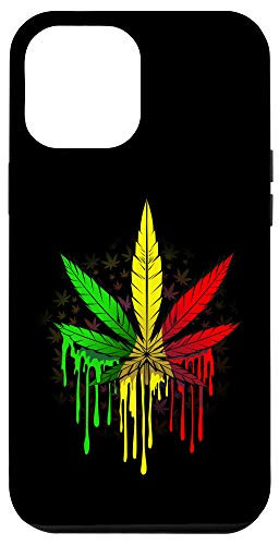 iPhone 12 Pro Max Dripping Paint Weed Leaf Melting Rasta Colors Case