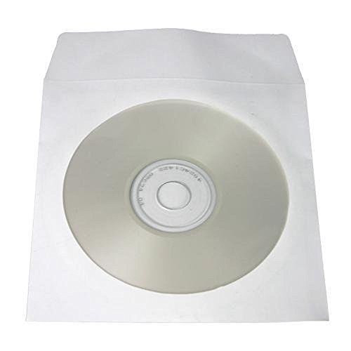 Yens 100 pcs White CD DVD Paper Sleeves Envelopes with Flap and Clear Window