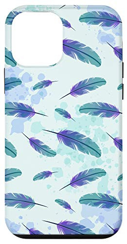 iPhone 12 mini Purple  and  Teal Feathers and Paint Splatter Phone Case