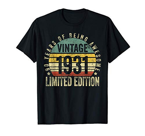 90 Year Old Gifts Vintage 1931 Limited Edition 90th Birthday T-Shirt