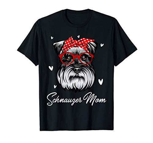 Schnauzer Mom Leopard Print Dog Lovers Mother Day Gift T-Shirt