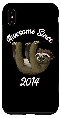 iPhone XS Max Cute Sloth Awesome Since 2014 Born In 14 Sloth Birthday Gift Case
