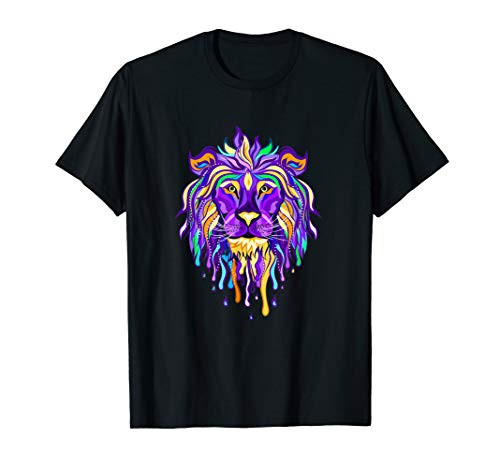Abstract lion dripping colorful paint T-Shirt