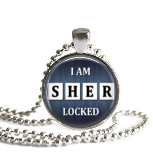 Sherlock Holmes I Am SHER Locked 1 Inch Silver Plated Pendant Necklace