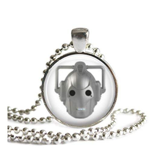 Doctor Who Cyberman 1 Inch Silver Plated Pendant Necklace or Keychain