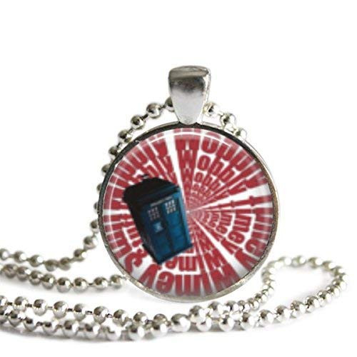 Doctor Who Wibbly Wobbly Tardis 1 Inch Silver Plated Pendant Necklace or Keychain Doctor Who Wibbly Wobbly Tardis 1 Inch Silver Plated Pendant Necklace or Keychain