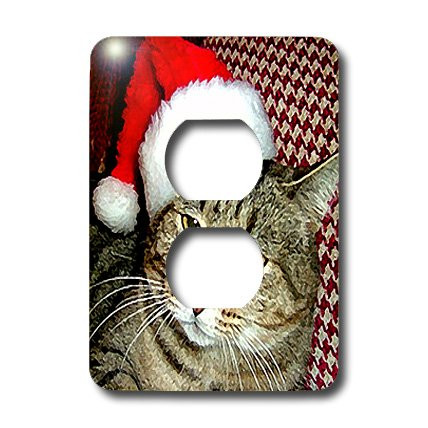 3dRose lsp_4578_6"Cat Santa" 2 Plug Outlet Cover