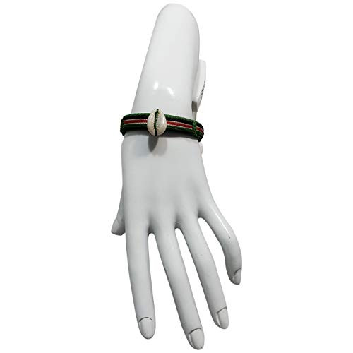 Flag of Kenya Kenyan Maasai Masai Shell Adjustable Bracelet - One Size Fits Most