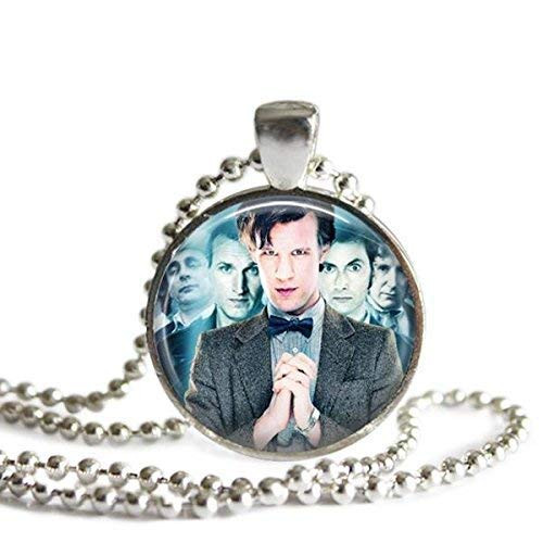 Doctor Who 7th to 11th Doctors 1 Inch Silver Plated Pendant Necklace or Keychain
