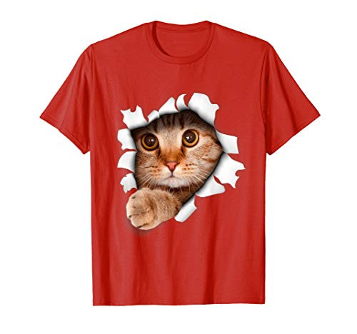 Sweet Kitten Cat Torn 3D Funny Cat Lover T-Shirt