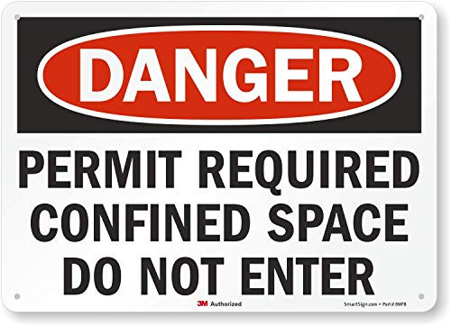 SmartSign 3M Engineer Grade Reflective Sign Legend "Danger Permit Required Confined Space" 10" high x 14" wide Black Red on White SmartSign 3M Engineer Grade Reflective Sign Legend "Danger Permit Required Confined Space" 10" high x 14" wide Black Red on White