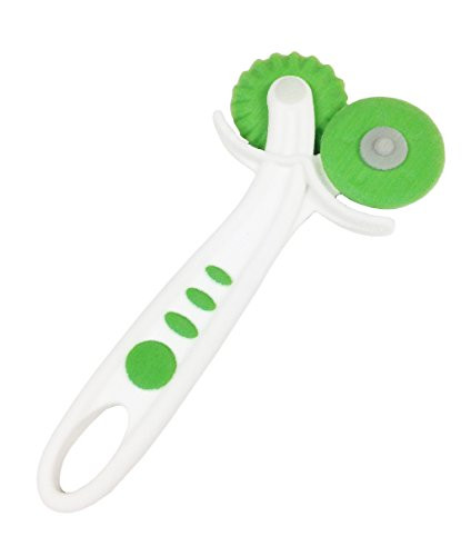 Curious Chef TCC50216 Double Straight and Wavy Cuts, Child, Green/White Pastry Wheel