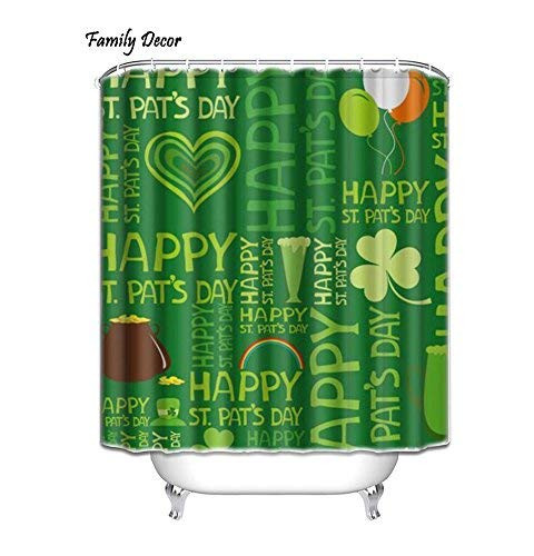 Family Decor Custom Happy St.Patrick's Day Waterproof Fabric Polyester Shower Curtain 60" x 72"