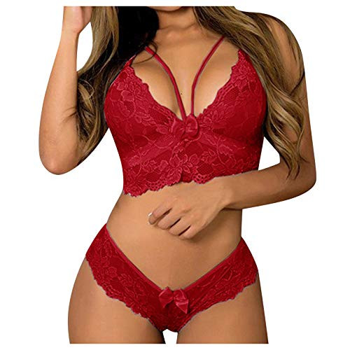 Lingerie Set for Women Sexy Lingerie for Women Two-Piece Lingerie Bra and Panty Sets Lace Babydoll Red Lingerie Set for Women Sexy Lingerie for Women Two-Piece Lingerie Bra and Panty Sets Lace Babydoll Red