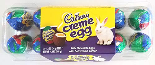 Cadbury  1 Pack  Milk Chocolate 1 Dozen  12 Individual  Full Size Creme Filled Eggs Easter Egg Candy - Net Wt. 14.4 oz   408 g