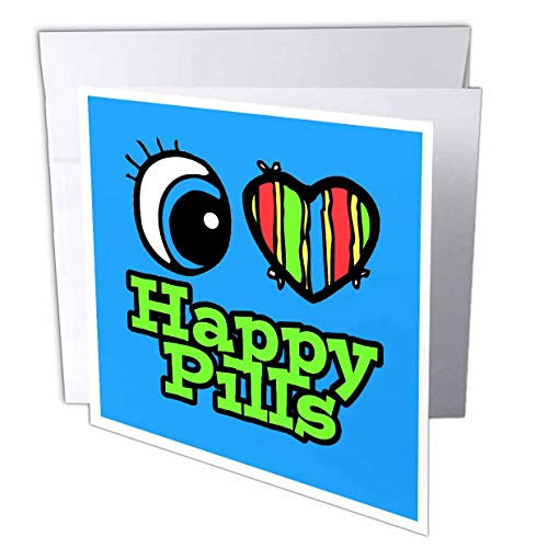 3dRose Bright Eye Heart I Love Happy Pills Greeting Cards 6" x 6" Set of 6 gc_106151_1 3dRose Bright Eye Heart I Love Happy Pills Greeting Cards 6" x 6" Set of 6 gc_106151_1