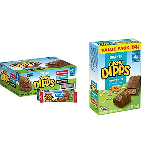 Quaker Chewy Dipps Chocolatey Covered Granola Bars Variety Pack 48 Bars and Chewy Dipps Chocolatey Covered Granola Bars Peanut Butter 14 Bars Quaker Chewy Dipps Chocolatey Covered Granola Bars Variety Pack 48 Bars and Chewy Dipps Chocolatey Covered Granola Bars Peanut Butter 14 Bars