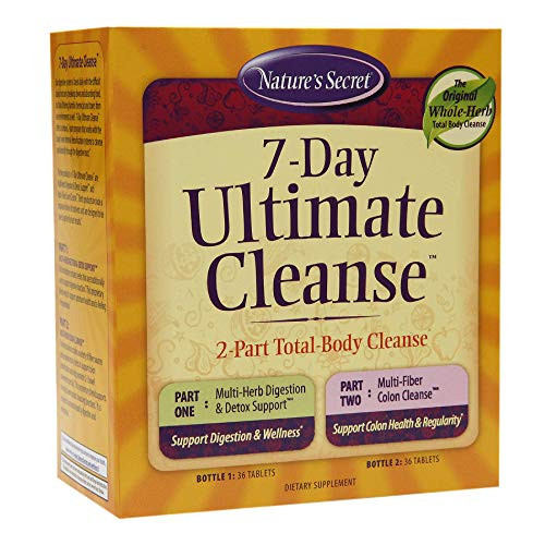 Nature's Secret 7 Day Ultimate Cleanse - 2 Part Total Body Cleanse Promotes Healthy Digestion  and  Elimination with Multi-Herb Detox Blend  and  Multi-Fiber Colon Cleanse - Natural Rejuvenation - 72 Tablets