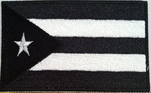 PUERTO RICO Flag Embroidered Patch Puerto Rican Military Tactical Uniform Emblem White  and  Black Version